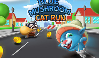 Play Blue Mushroom Cat Run now!